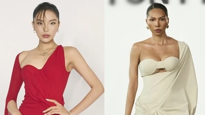 Minh Trieu - Ky Duyen "face to face" attracts attention at fashion show